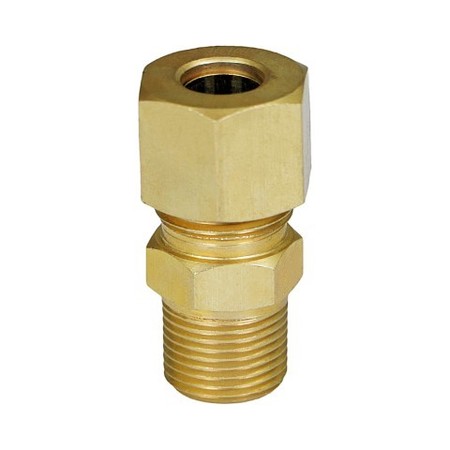EVERFLOW 1/4" O.D. COMP x 1/8" MIP Reducing Adapter Pipe Fitting, Lead Free Brass C68R-1418-NL